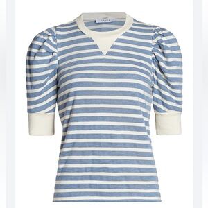 FRAME Blue and White Striped Tee Size S